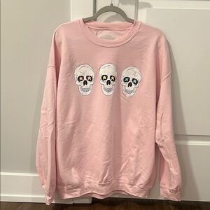 Pink Sweatshirt with Skull Design
